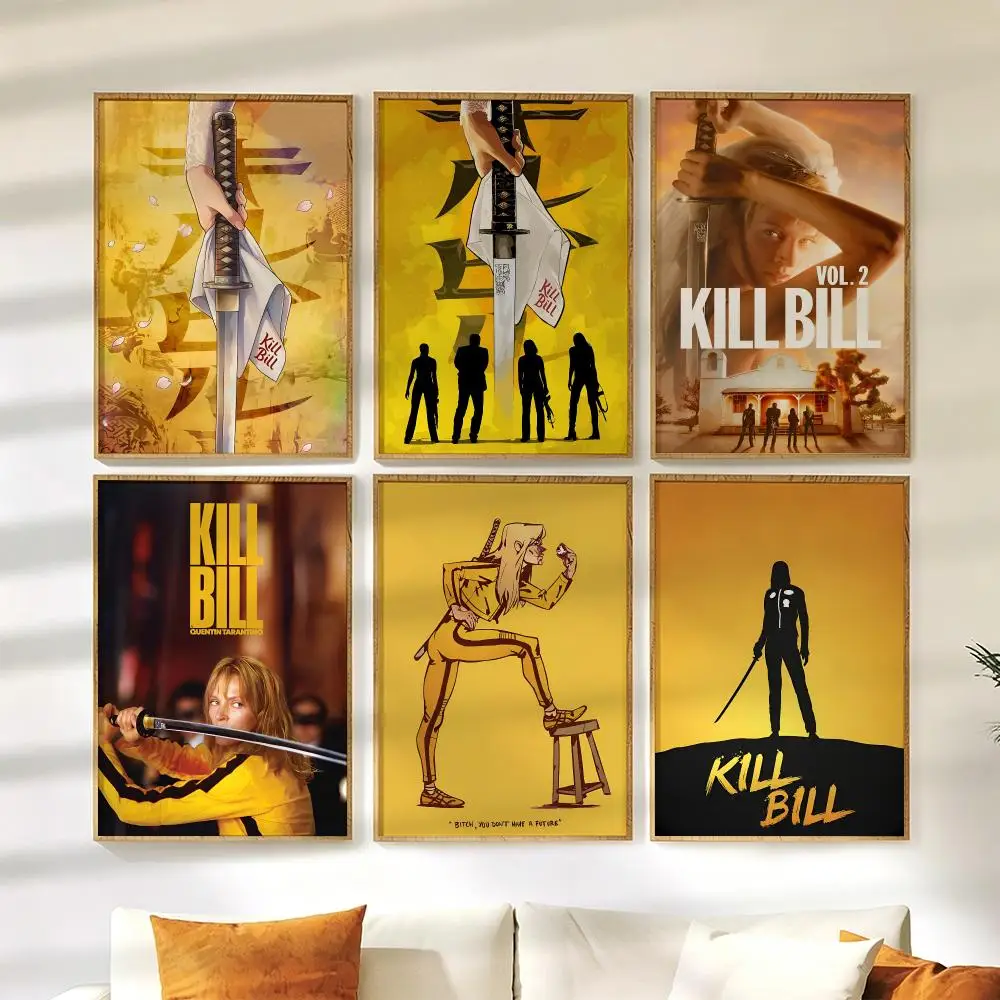 Kill B-Bill Movie Poster Wall Stickers HD Painting Self Adhesive Art Decals for Bedroom Living Room Home Decor