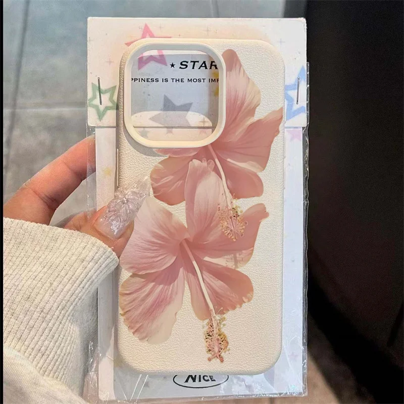Элегантный чехол для телефона с розовым гибискусом для iPhone XS XR X 16 15 14 13 12 11 Pro Max 7 8 Plus с рисунком Y2k, противоударная мягкая задняя крышка
