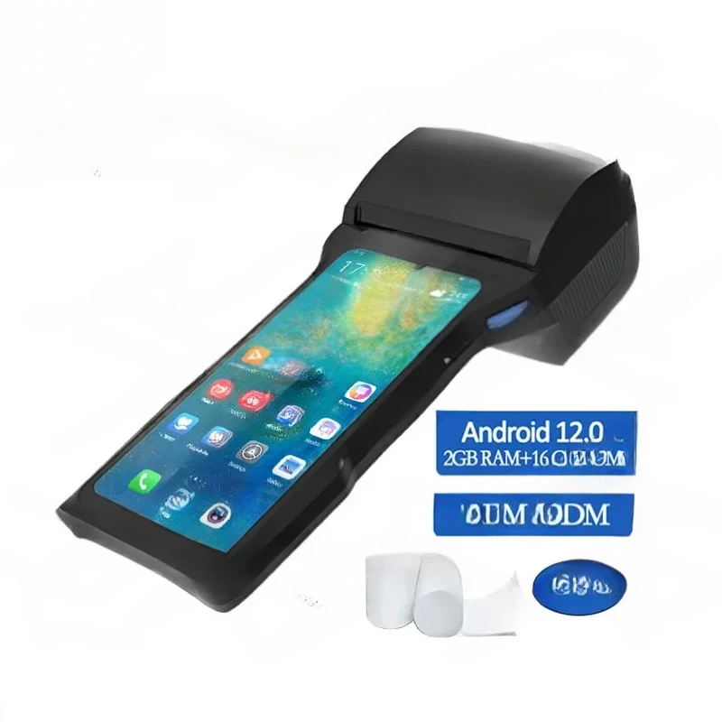 ZCS Z93 12.0 80 มม.หน้าจอสัมผัสลายนิ้วมือมือถือ Android POS Terminal 80 มม.เครื่องพิมพ์จุดขายระบบ