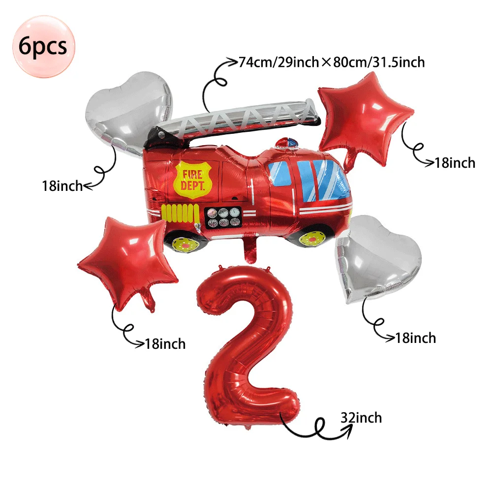 Feuerwehr-Motto Geburtstagsdeko Tischgeschirr Teller Becher Servietten Ballons Banner für Jungen Feuerwehrmann Partyzubehör – Detail 18
