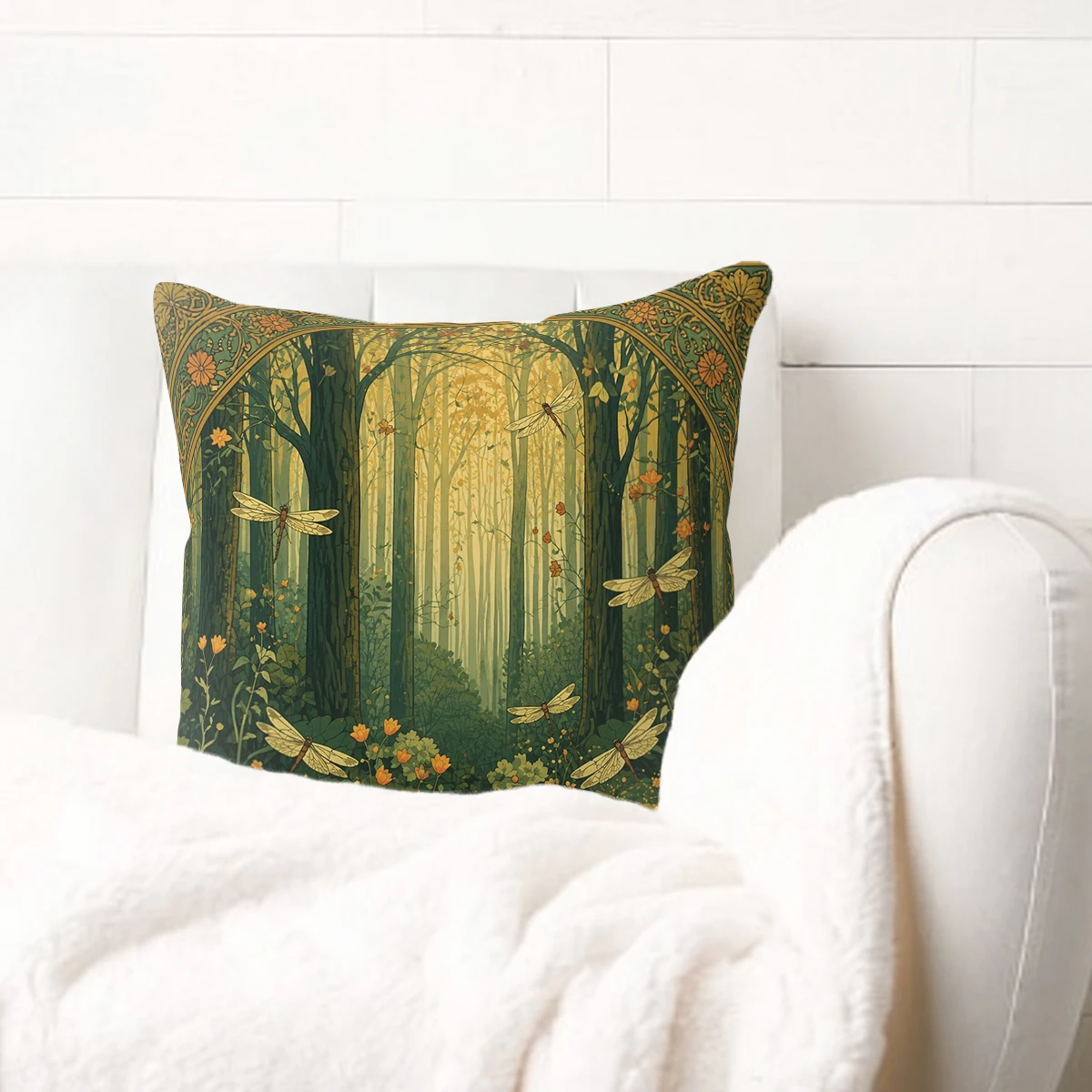 Bohemian Plant Pattern Polyester Pillow Cover - Stylish 2D Printed Cushion Case for Home Sofa Bedroom Decor, No Insert Included