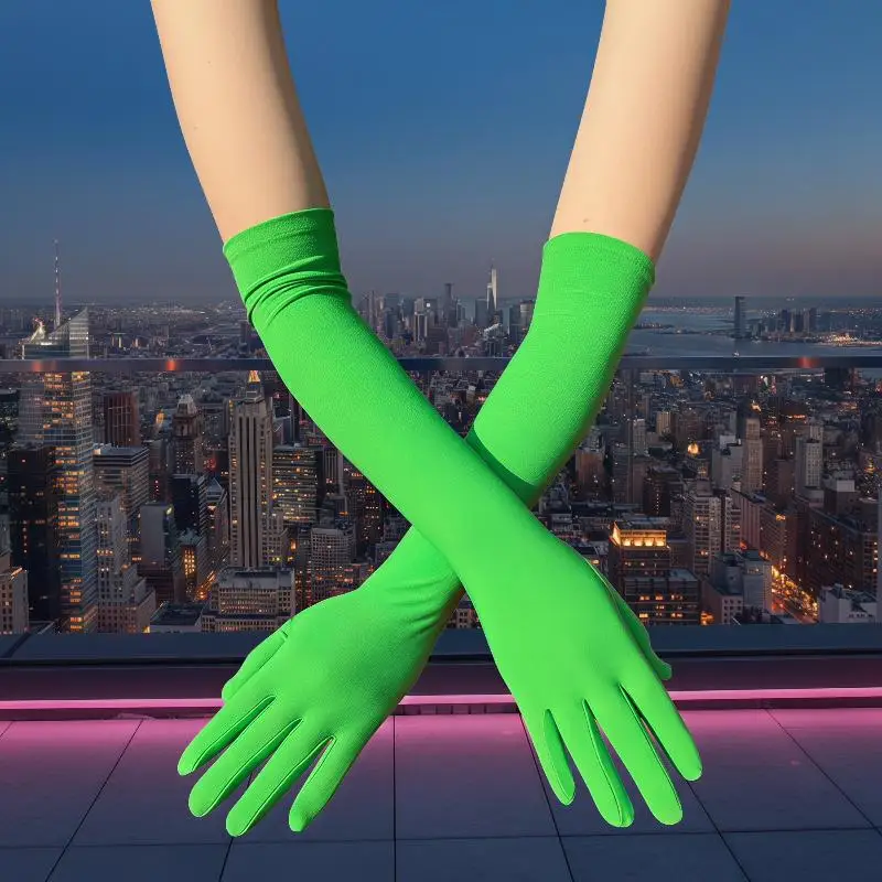 1 Paar elegante, atmungsaktive Sommer-Sonnenschutzhandschuhe aus Milchseide, elastische lange Tanz- und Brauthandschuhe für Hochzeitsfeiern und Bühnenauftritte – Detail 5