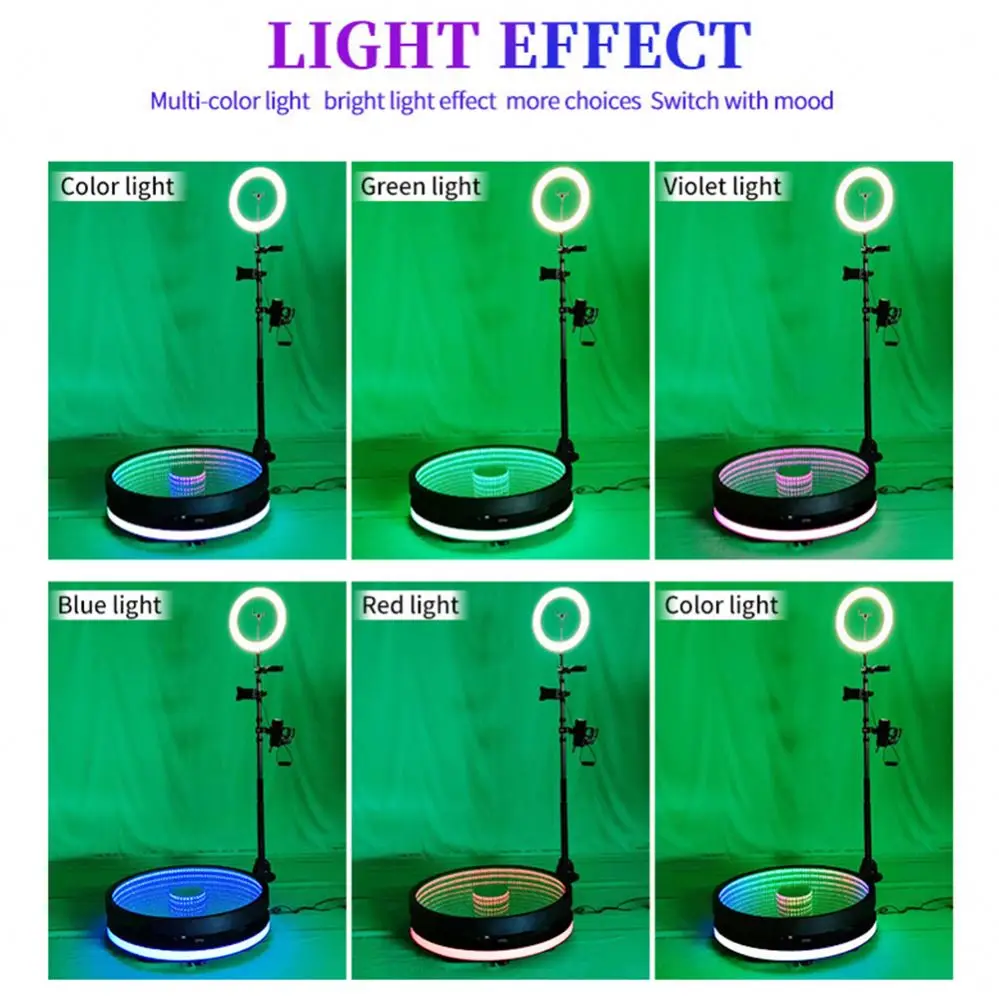 

Factory Price Props Accessories Infinity Glass Platform Rotating Selfie 360 Photobooth Machine Prix Video 360 Degree Photo Booth