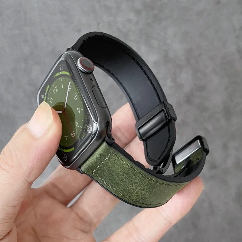 Correa magnética de cuero de silicona antisudor, adecuada para Apple Watch serie Ultra Se98765, adecuada para iWatch, 40/41/45/49mm