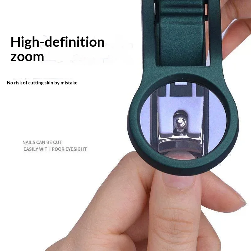 Magnifying Glass Nail Clipper Large Anti-Splash Nail Trimmer for Elderly Adults Thick Hard Nails Manicure Tool