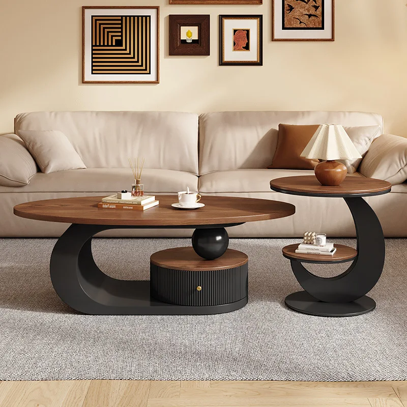 Moderne Luxus-Creme-Art Neue Kombination Aus Hellem Walnuss-Tee Und Couch Tisch Für Ein Kleines Wohnzimmer