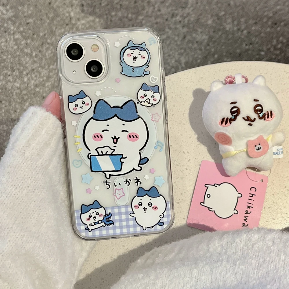 Cute Cartoon Anime Chiikawa Magnetic Holder Magsafe Wireless Charge Phone Case For iPhone 17 16 15 14 13 12 11 Pro Max Cover view 4
