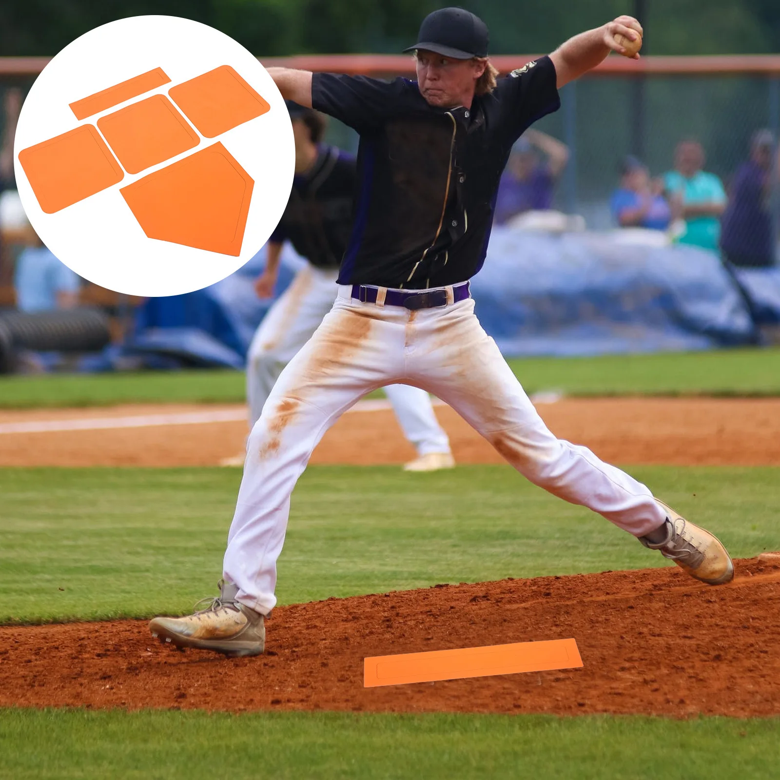 

5Pcs Rubber Baseball Bases Set Heavy Duty Outdoor Indoor Use Softball Pitching Mat with Stable Grip Training