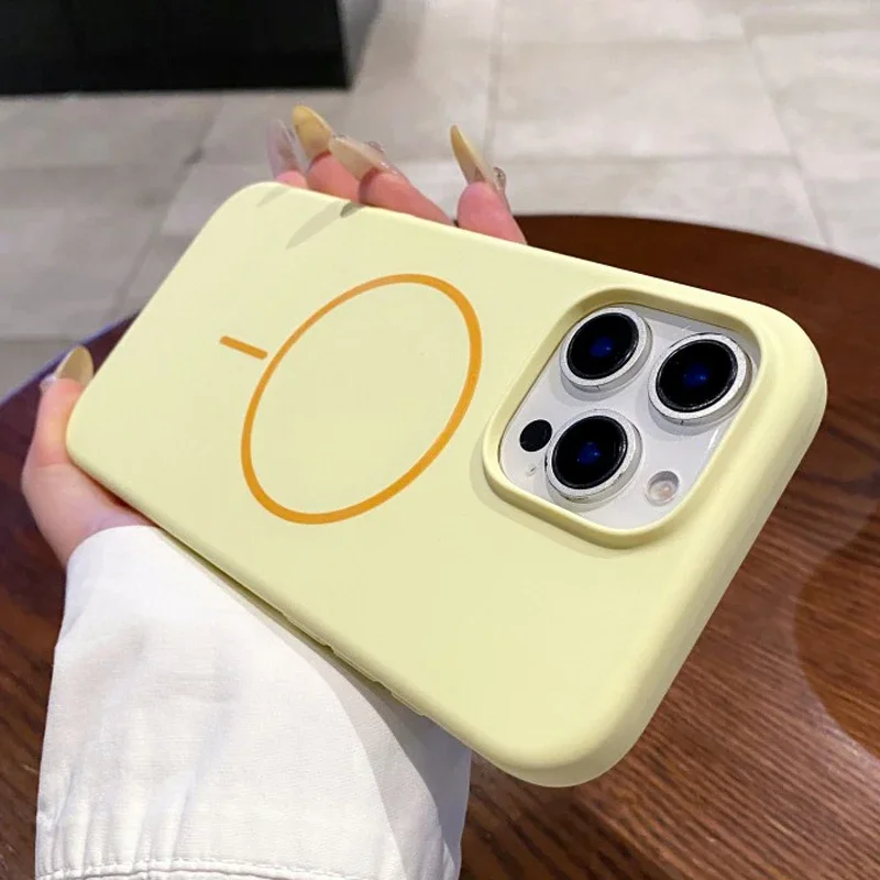 

Роскошный оригинальный чехол из жидкого силикона для iPhone 15, 16, 14, 13, 11, 12 Pro Max Plus, мягкий чехол с магнитной беспроводной зарядкой Magsafe