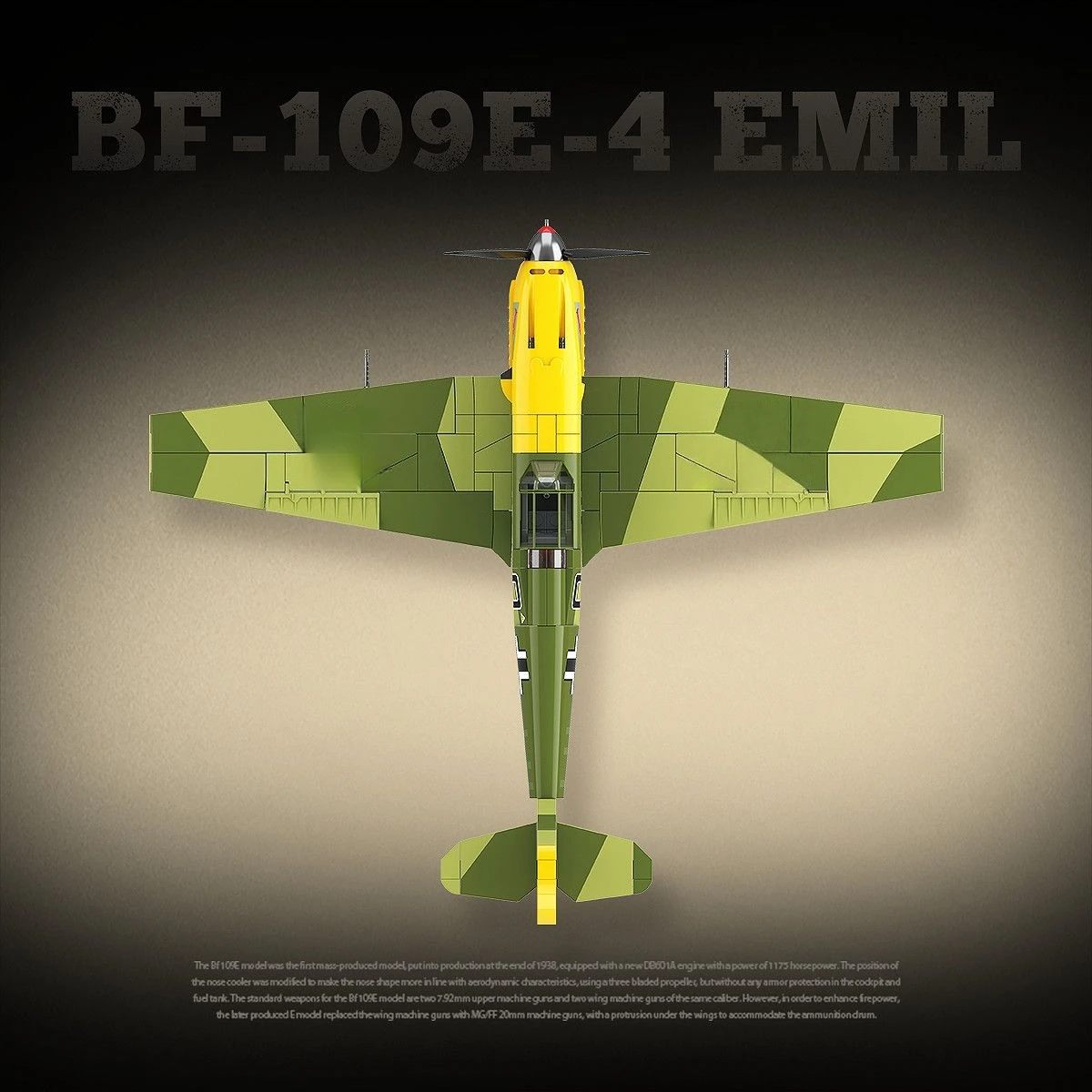 Full crown 100288 aircraft model - German BF-109E-4 Emil fighter jet assembly building toy