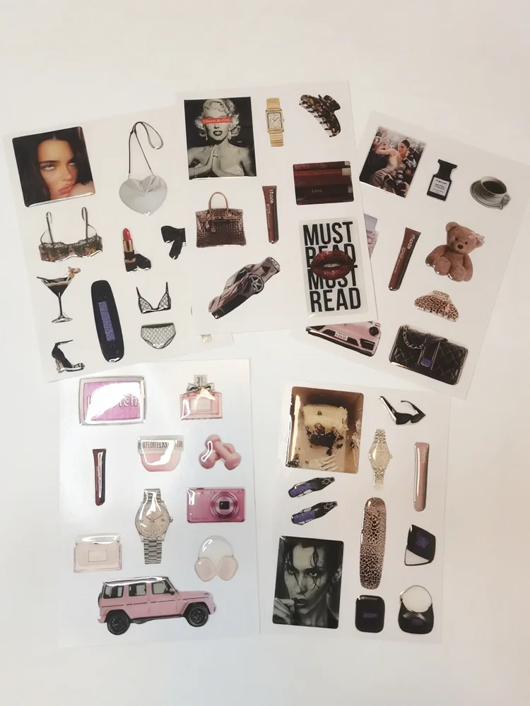 

5 Sheets/Set DIY Decorative Resin Stickers for Phone Case 3D Decoration