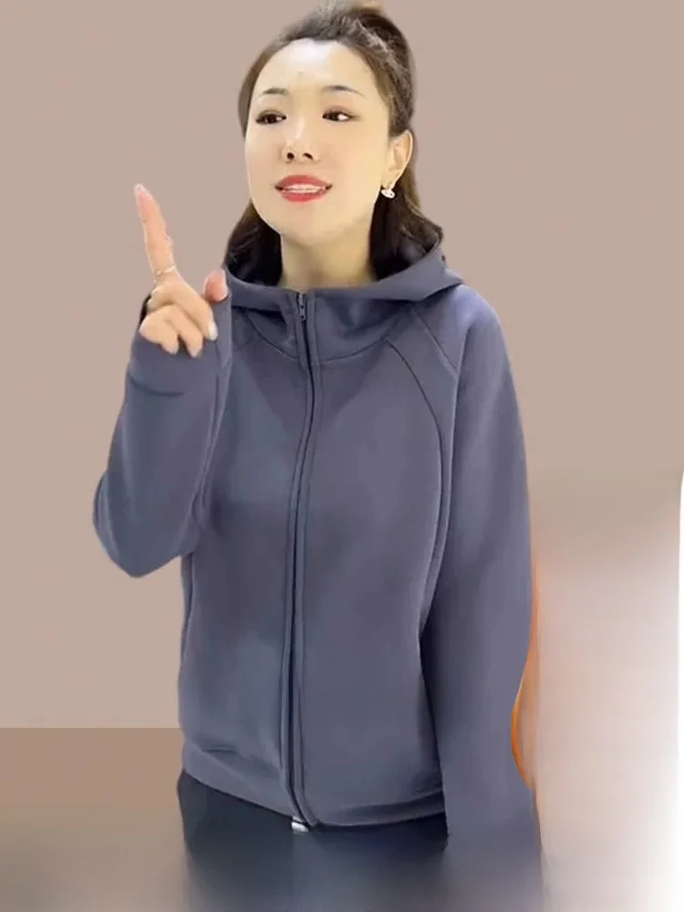 

Женская толстовка на молнии Jaet Fce на подкладке Long Sve Spor, осенне-зимняя верхняя одежда, повседневное удобное пальто свободного покроя