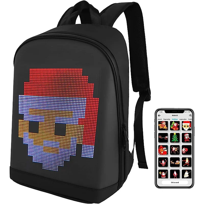 DIY Smart LED Dynamic Backpack Men Customizable 15.6
