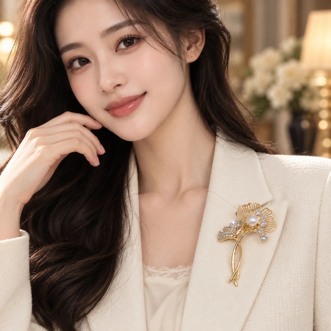 Summer Clothing Recommendations - Golden Flower Brooch for Women, Imitation