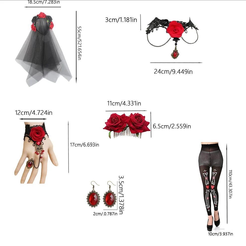 Costumes d'Halloween pour les morts, colliers en voile pour femmes et autres accessoires de décoration de fête adaptés