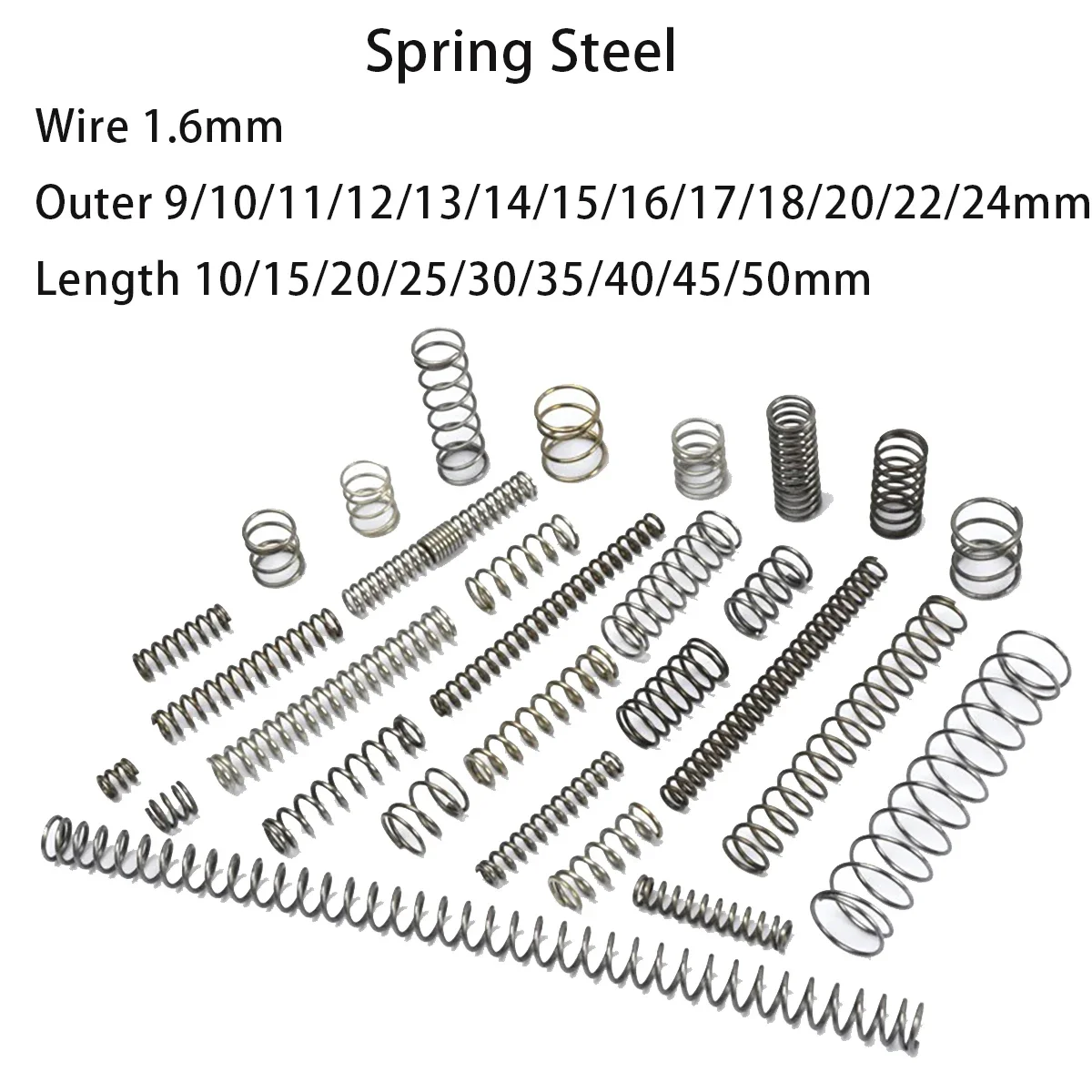 

Strong Steel Spring Compressed Miniature Ballpoint Pen Spring Wire 1.6mm Outer 9/10/11/12/13/14/15/16/17/18mm Length 10-50mm