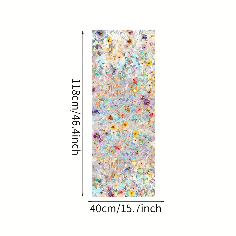 1Pc Colorful Mosaic Crystal Floral Window Decal 118x40cm Broken Glass Texture Refracts Gorgeous Light Glass Decor