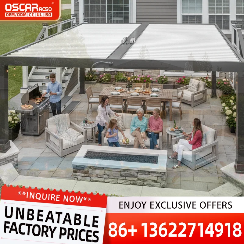 12x16 Electric Outdoor Louvered Aluminum Patio Cover for Garden Backyard Terrace pergola