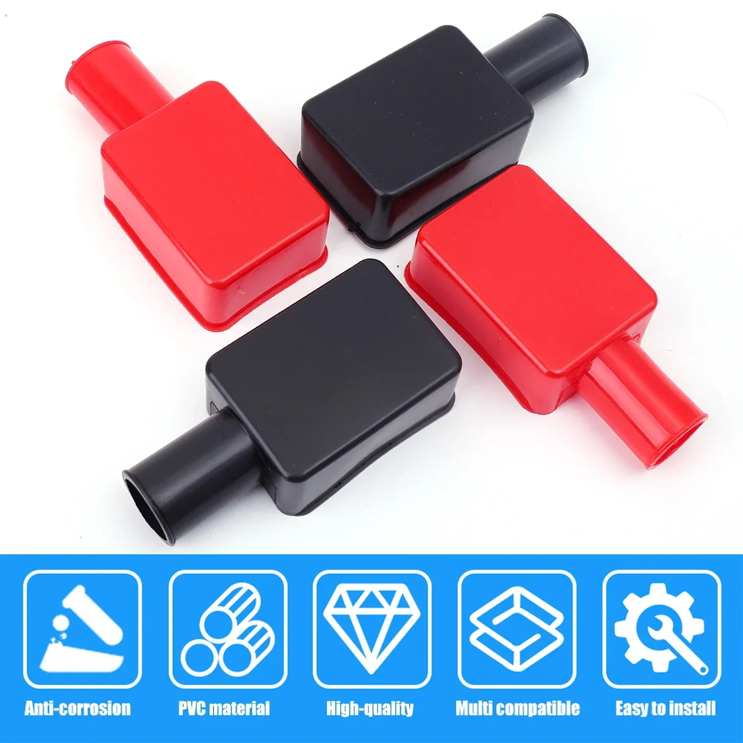 Red/Black PVC Dust Cover Battery Positive Negative Insulation Protector Auto Parts Car Battery Terminal Covers 2/4/6/8/10pcs