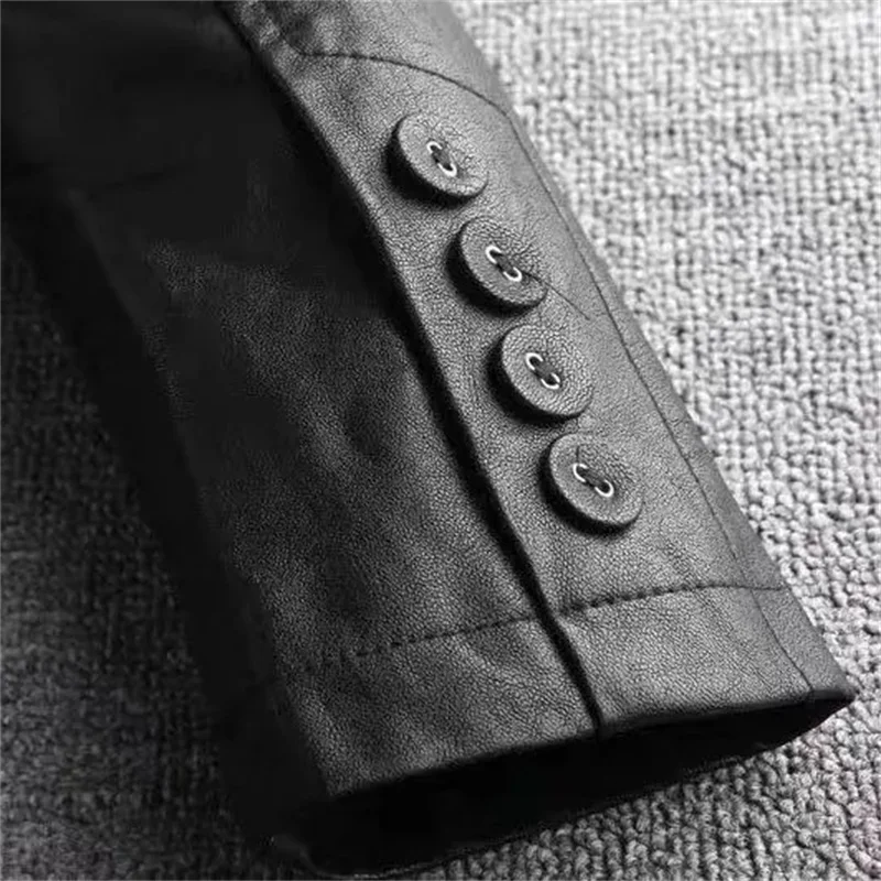 봄 우아한 블랙 라이트 소프트 인조 가죽 블레이저 긴 소매 슬림 핏 럭셔리 여성 블레이저 및 재킷 패션