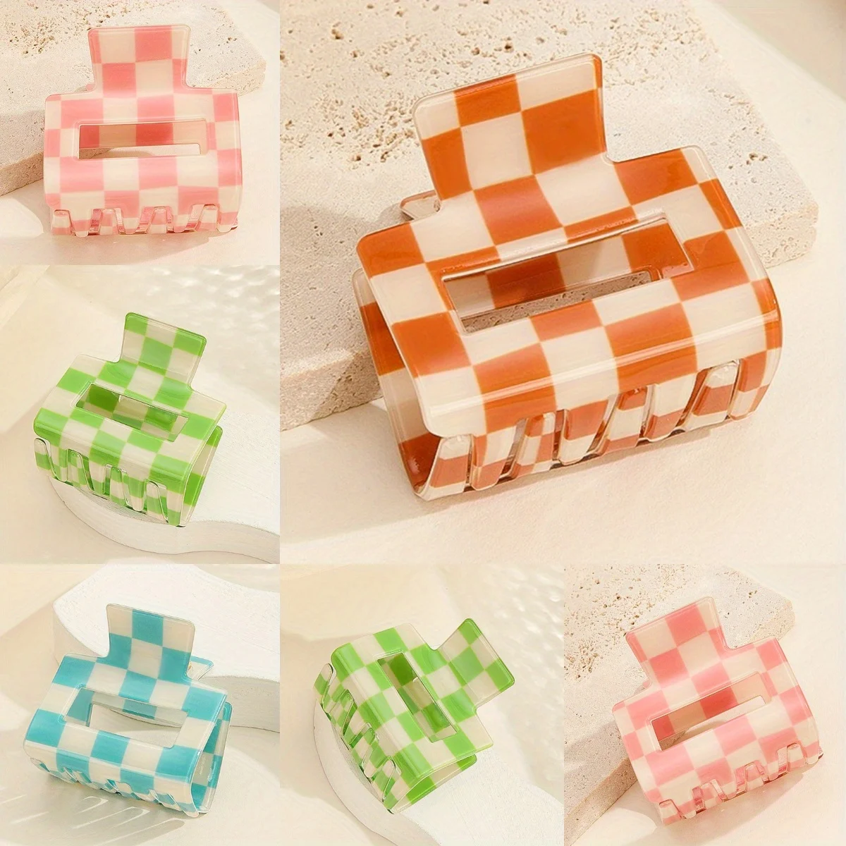 

One Piece of Checkered Print Hair Clip, Spring and Summer, Outdoor Sports Hair Clip, Small Hair Accessory, Candy Colour