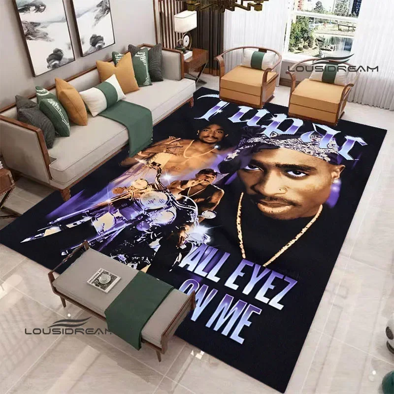 2PAC hip -hop singer retro printed carpet fashion yoga mats living room bedroom non -slip carpet photography props birthday gift