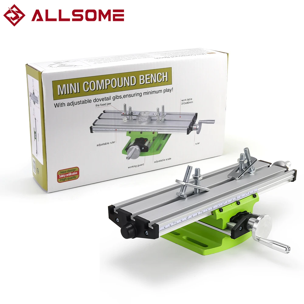 ALLSOME Mini Precision Milling Machine Worktable Multifunction Drill Vise Fixture Working Table Cross Slide Table