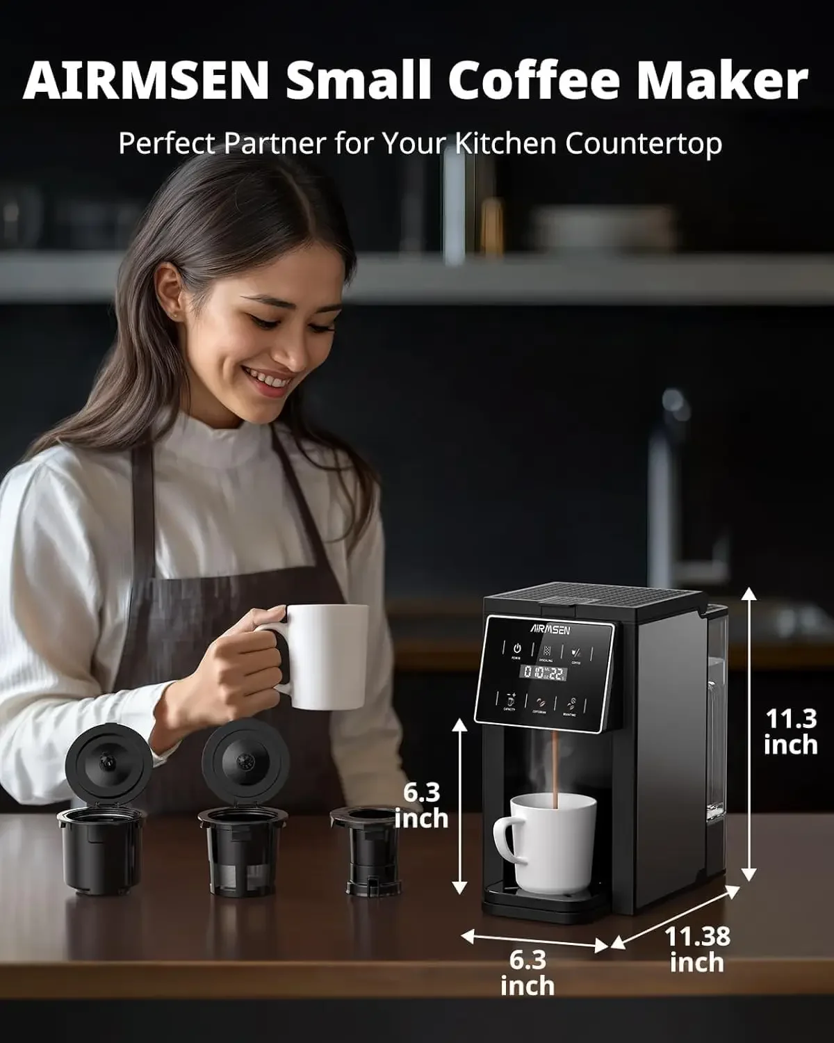 USA Stock Grind And Brew Coffee Maker, K-Cup Compatible, Single-Serve | 3 Brewing Options, Built-In Grinder, Large 50oz Removabl