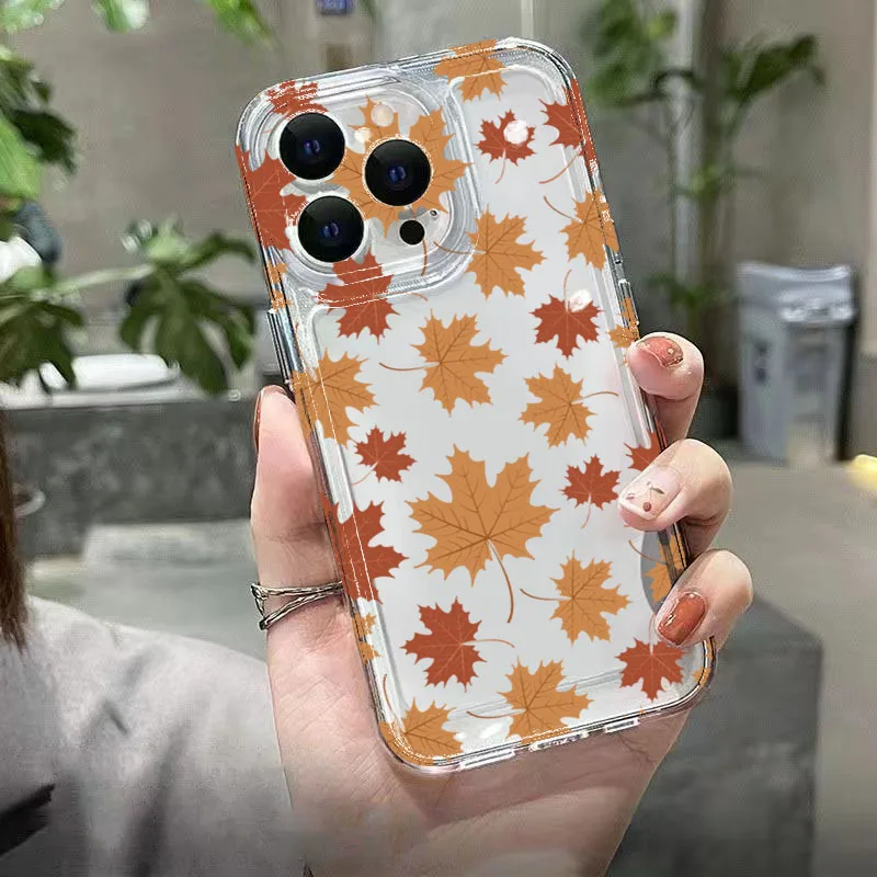 ฤดูใบไม้ร่วงใบเมเปิ้ลพิมพ์เคสโทรศัพท์สำหรับซัมซุงกาแล็คซี่ S25 S24 อัลตร้า S23 FE S22 พลัส A16 A36 A56 A55 A54 A53 A35 A34 ฝาครอบ