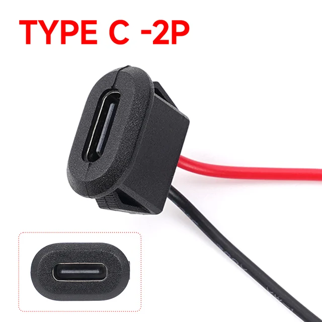 1/3/5/10Pcs USB Type-C 2-pinowe złącze Jack Ładowarka Wtyczka Port Owalne gniazdo Wodoodporne z przewodem Szybkie ładowanie 2.0 Łączność