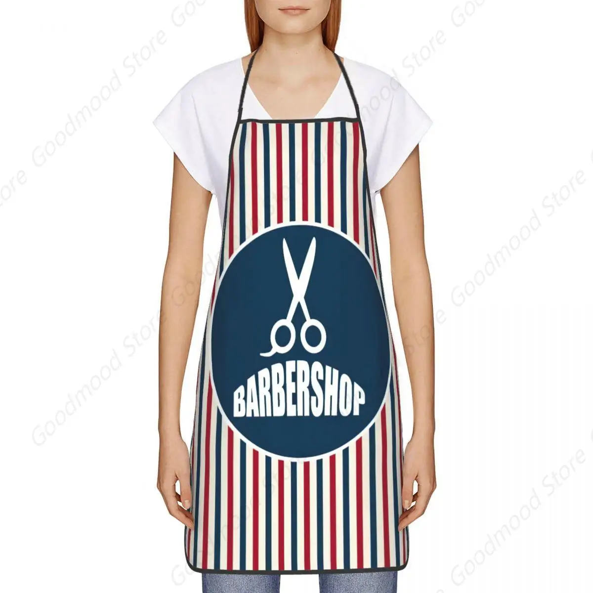 Funny Retro Barbershop Icons Bib Aprons Women Men Kitchen Chef Hairdresser Hair Stylist Tablier Cuisine for Cooking Baking