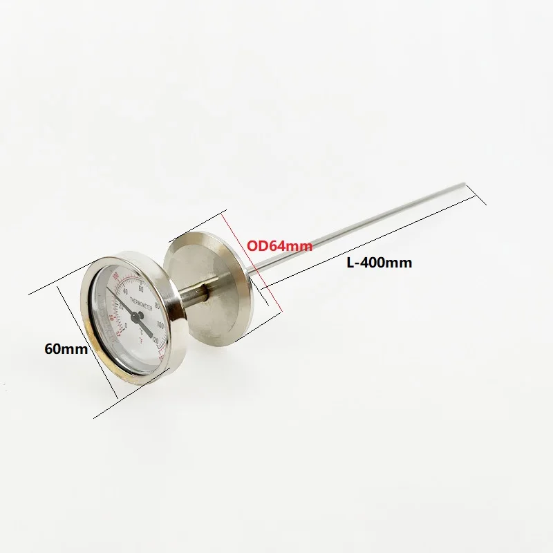 Ferrule OD50.5mm Or 64mm Lengthened Tri-clamp Thermometer,Dual Scale Thermometer For Homebrew Distillation,L-400mm