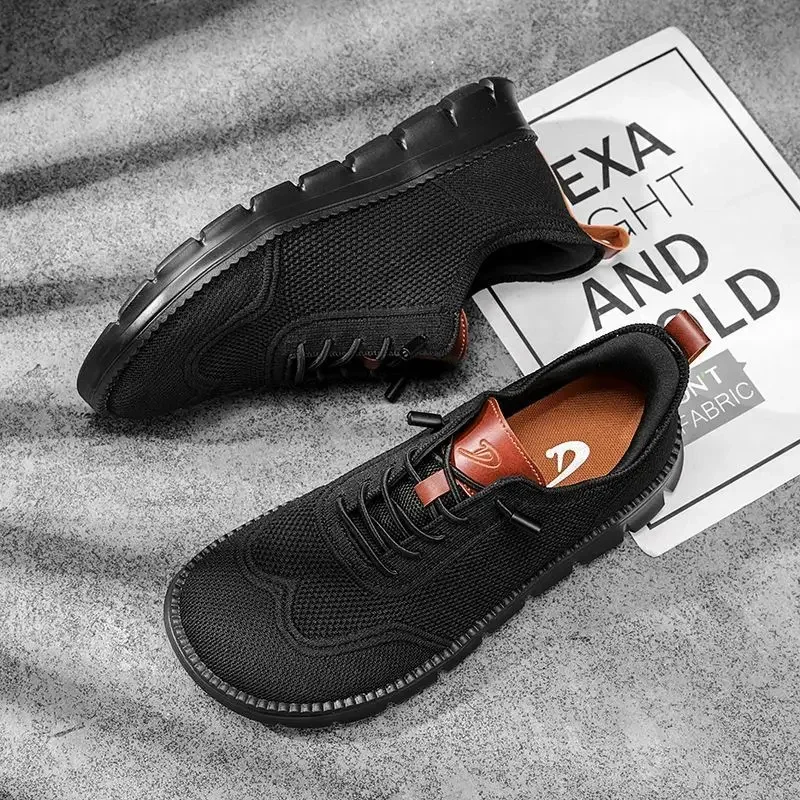 Non‑Slip Soft Fashion Dress Shoes Men's Breathable Knit Wide‑Toe Casual Shoes, Lightweight Comfortable Walking Hiking Sneakers view 4