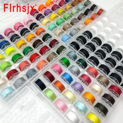 25-72Pcs Multicolor Bobbin Thread Polyester Thread Spools Sewing Machine Bobbins with Storage Box for Embroidery Sewing