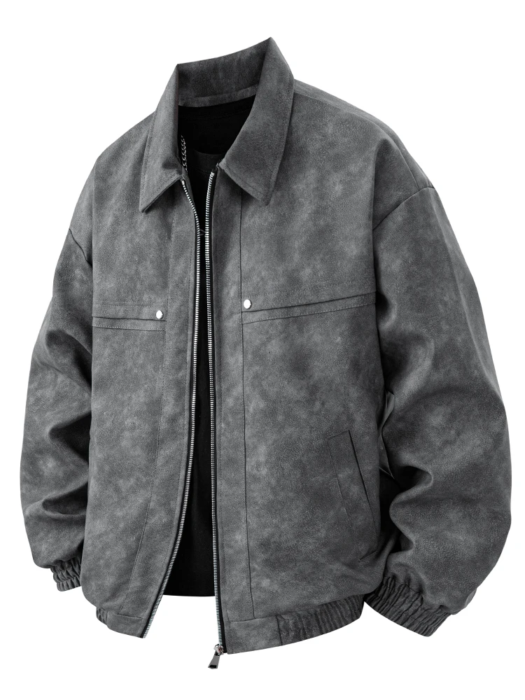 

American Retro Leather Jaet Men's Loose Collar Jaet Spring Autumn New Trend Brand Haome Top Youth Active Sle