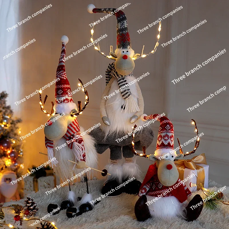 New Year's Day Nordic ins wind small elk ornament Christmas tree small gift luminous doll doll with lamp