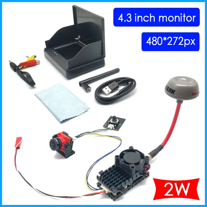 

5.8G 48CH 4.3 Inch FPV Monitor 480x272 Build-in Battery Video Screen with 5.8G 48CH 2000mW VTX Transmitter camera CMOS 1200TVL