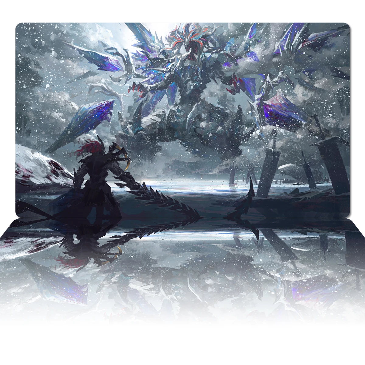 

YuGiOh Playmat Mirrorjade The Iceblade Dragon TCG CCG Board Game Trading Card Game Mat Custom Mouse Pad Rubber Desk Mat Free Bag