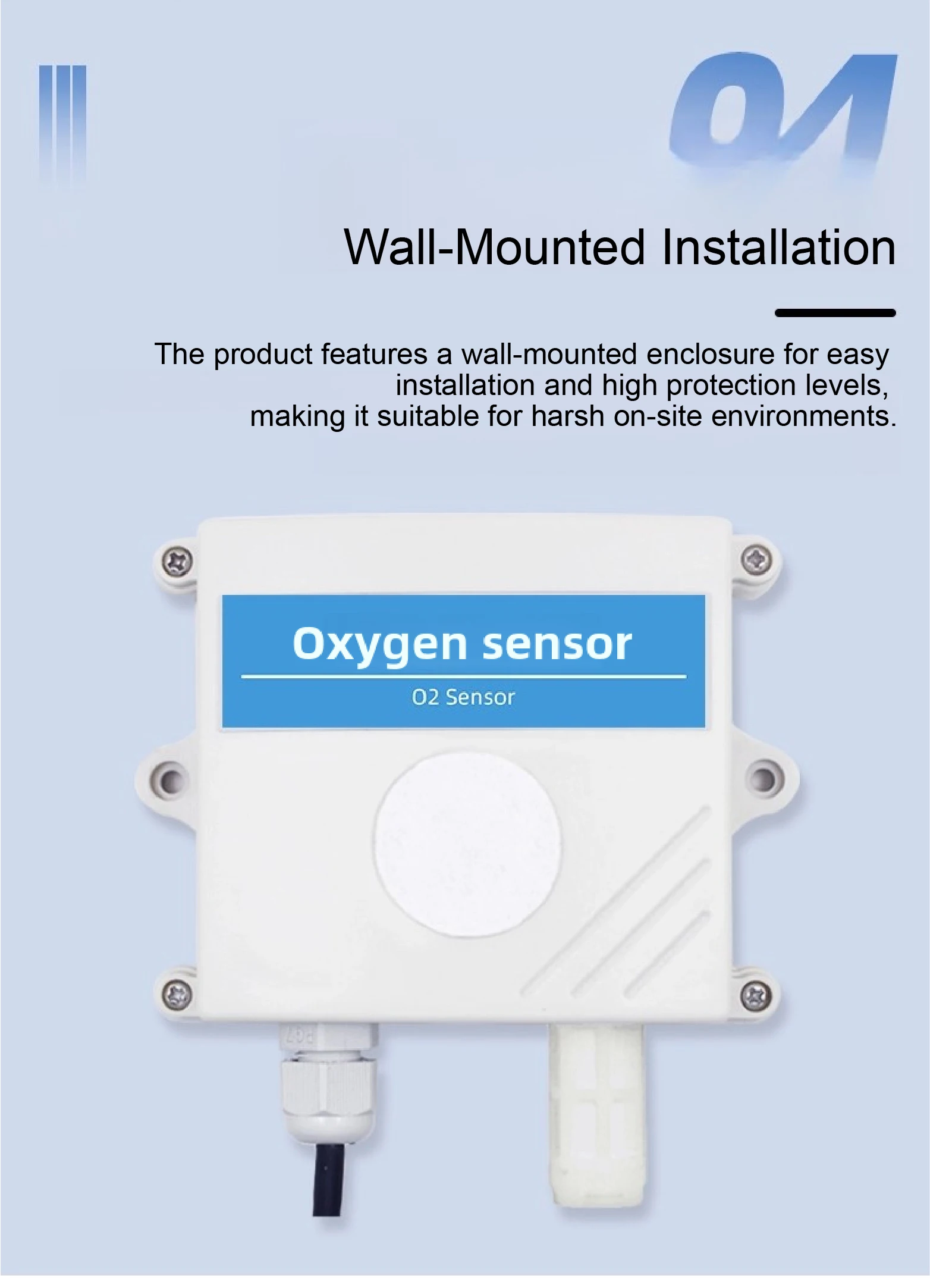 QT-100 O2 Gas Detector Oxygen Concentration Transmitter Air Quality Monitor Sensor for Greenhouse Farming