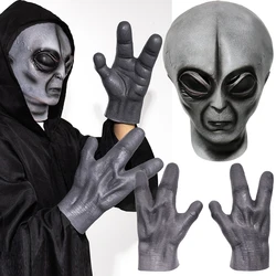 Máscara de Alien para Cosplay, UFO, monstruo, Calavera, casco de látex, manos, vestido de Halloween, accesorios de disfraces de fiesta, 51 áreas