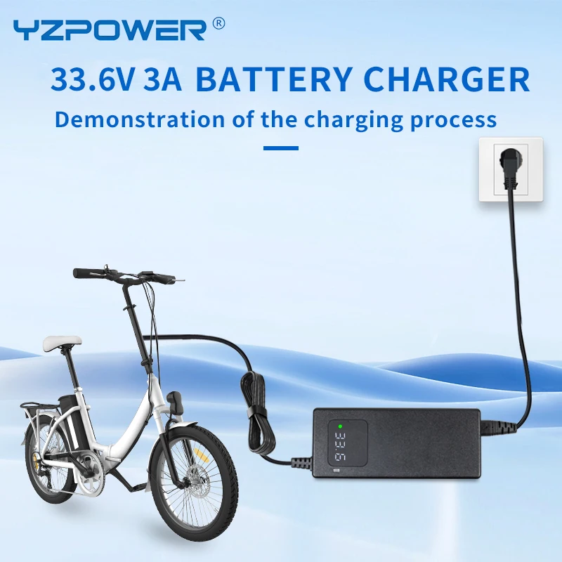 YZPOWER 33.6V 3A 8S شاحن ليثيوم أيون مع شاشة LCD |   OEM/ODM مخصص للمركبات الإلكترونية 92 فولت (حماية الشحن الزائد CE/الشحن الزائد)