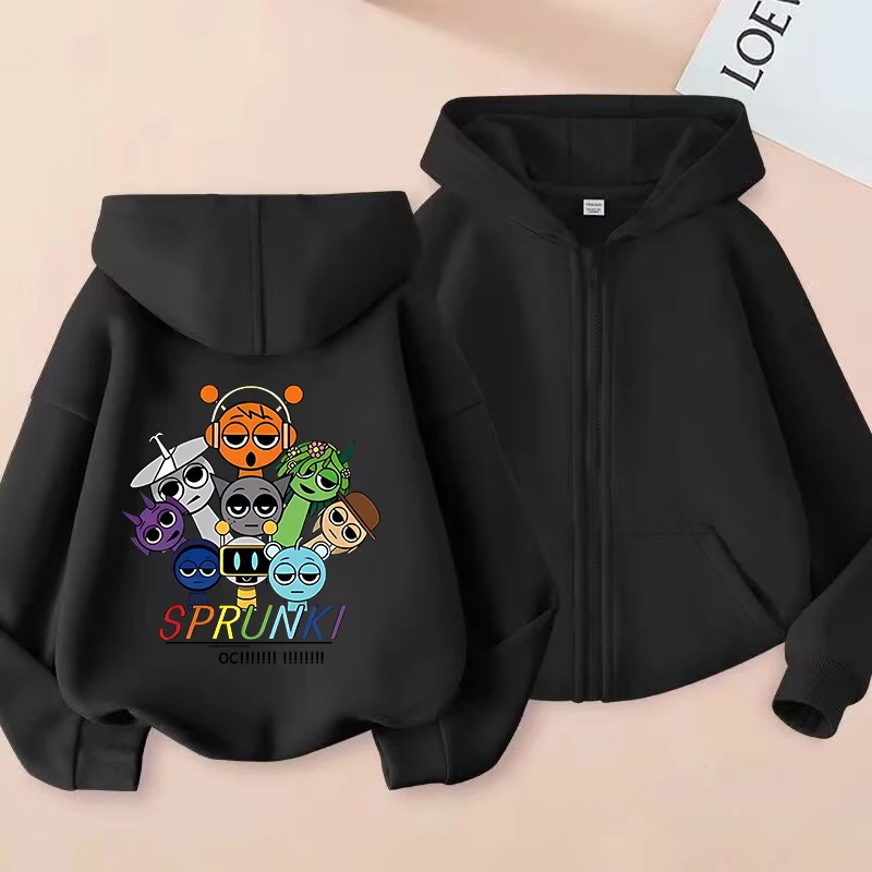 Zipper Sprunki Hoodie Fashion Kids Incredibox Hoodies Zip Up Warm Sweatshirts Children\'s Winter Soft Clothing Cartoon Hoodie