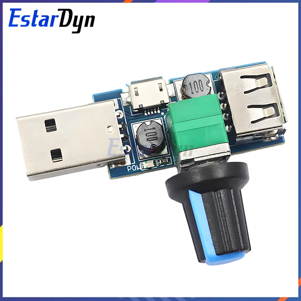PWM USB Fan Speed Controller 5V, 3-Pin 4-Pin Governor Module with Mute Function for PC Case CPU Cooler Desk Fan Cooling