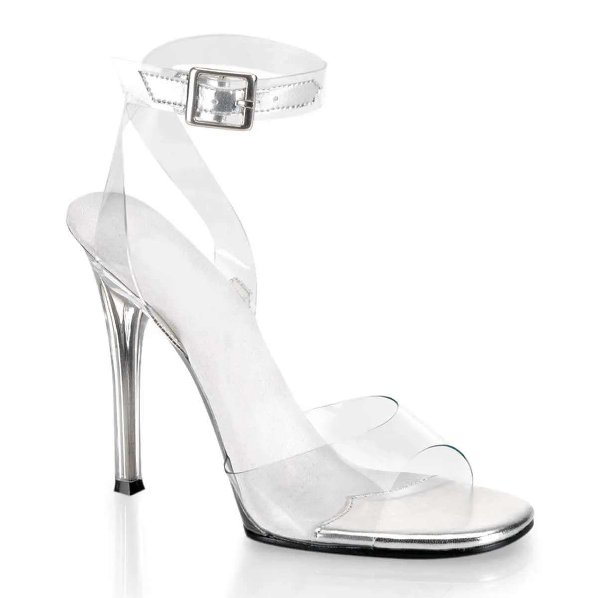 A new pair of nude and transparent glass slipper, suitable for summer stage show heels, 12cm high party sandals