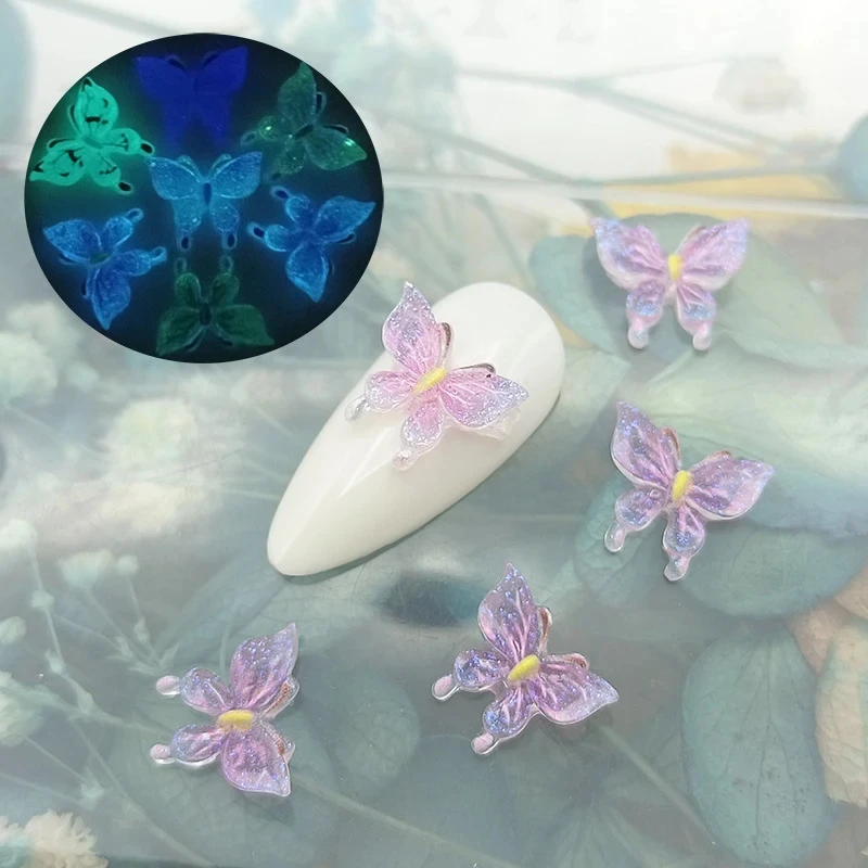 50 Stück Glitzerharz Bunte Mini Kristall Schmetterling Nail Art Flatback Strass Figuren DIY Miniaturen Scrapbook Dekor Handwerk