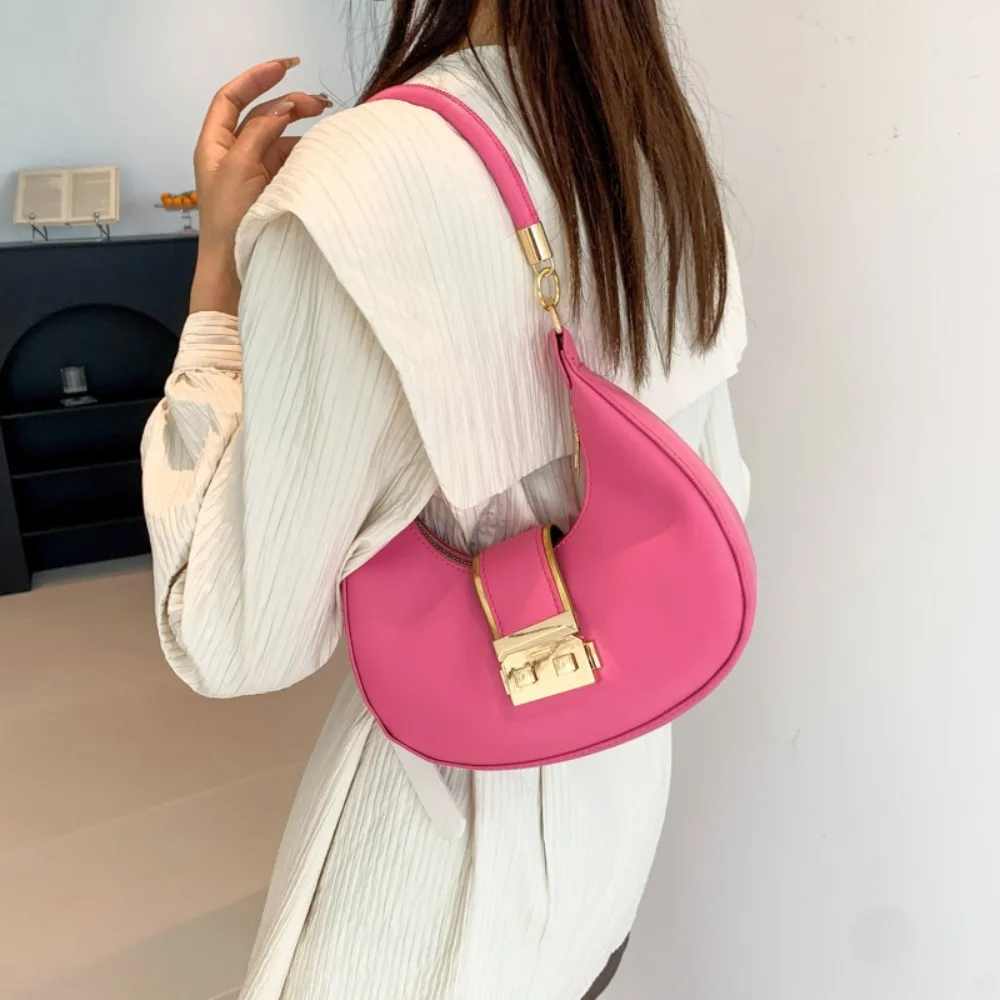 

Candy Color Underarm Bag Casual Korean Style Zipper New Moon Bag INS Single Shoulder Bag Dumpling Bag Spicy Girl