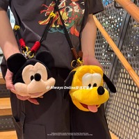 Disney Mickey Minnie Head Coin Purse Pluto Key Chain Bag Pendant Cartoon Cute Hanging Neck Doll Coin Purse Birthday Gift