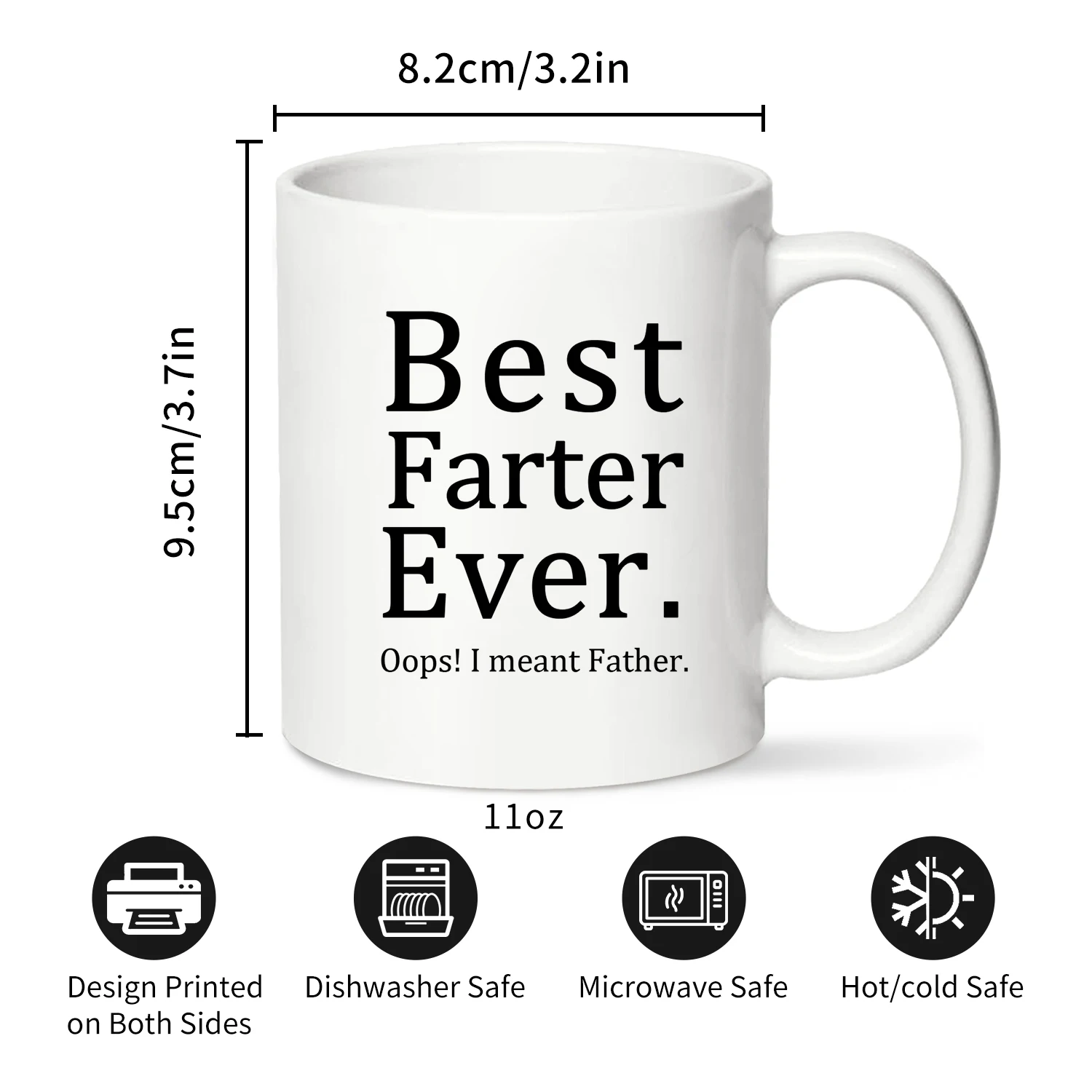 1pc,Father Coffee Mug, Ceramic Coffee Cups,Best Farter Ever I Meant Father Water Cups For Dad,Birthday Gifts,Holiday Gifts,11oz