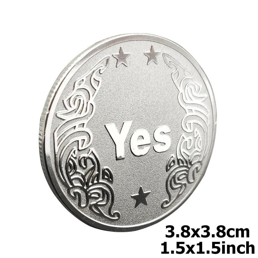 Moneda conmemorativa coleccionable de Metal, juguetes creativos de fiesta, sí/No Decision, 3,8 cm, dorado y plateado, 1 unidad