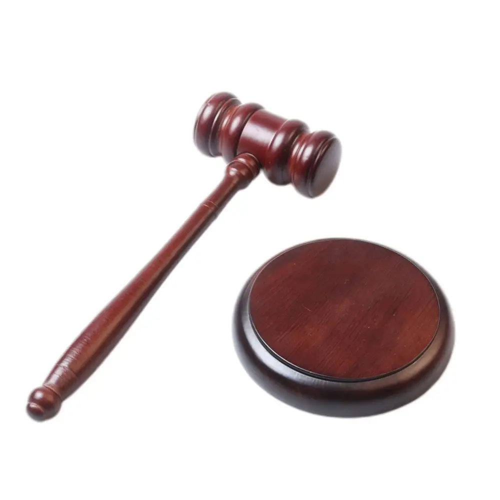 High Quality Wooden Judge Hammer Long Handle Handcrafted Wood Adjudgement Gavel with Sound Block Multi-functional